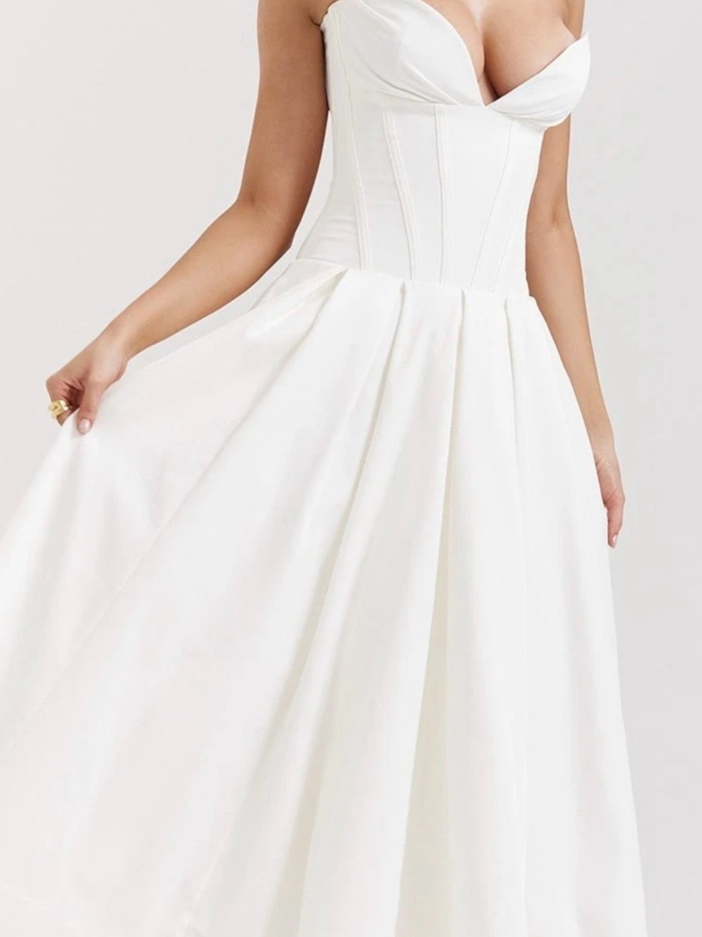 House of CB White Strapless Sweetheart Corset Maxi Gown